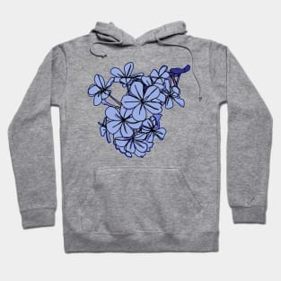 Little Blue Flowers Line Drawing Hoodie